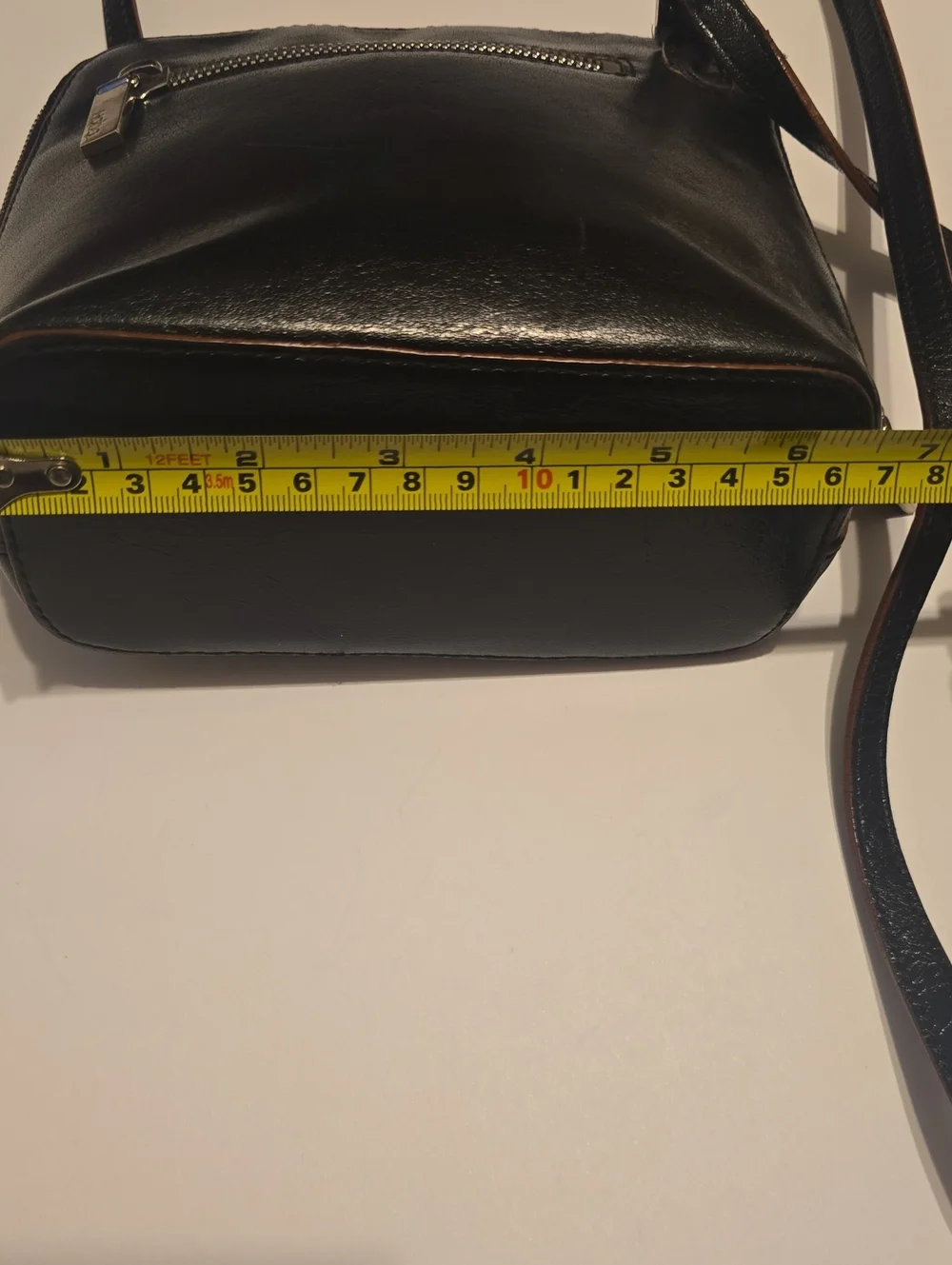 Hobo Black Leather Crossbody Bag with Red Lining